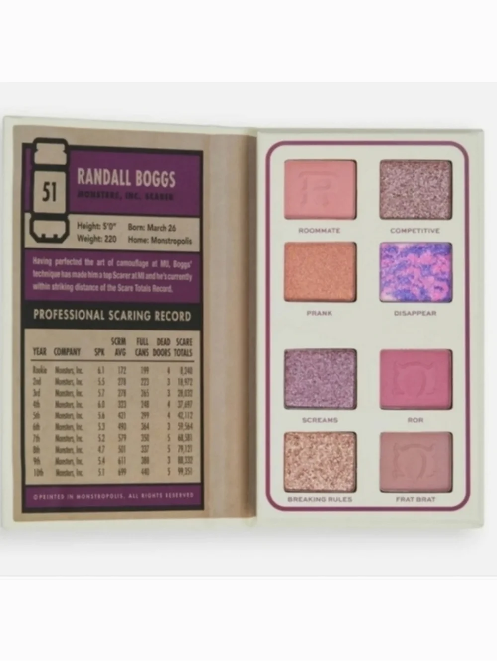 Revolution X Monsters University Randall Boggs Scare Card Eyeshadow Palette